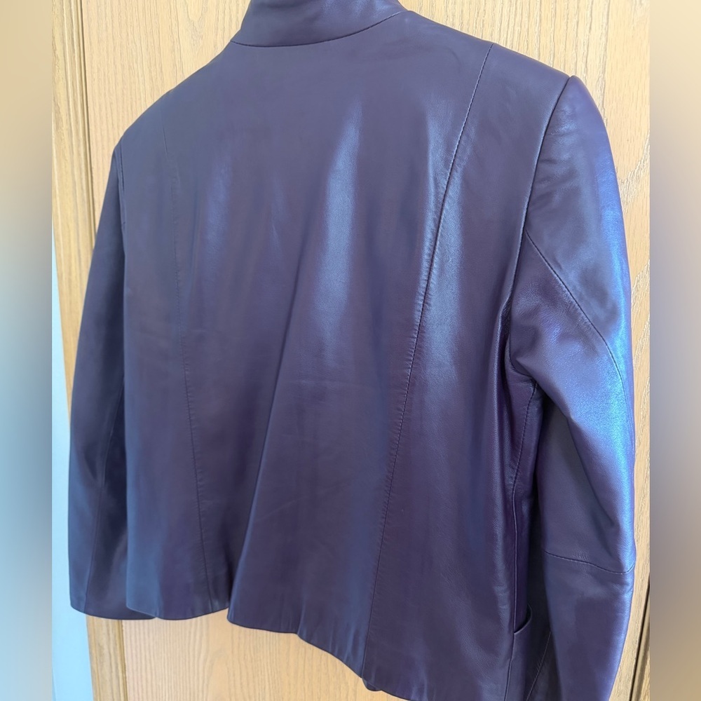 PENDLETON Plum Purple Moto Zipper Front High Collar 100% Leather Jacket Size S - Picture 8 of 16
